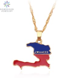 SOMESOOR African Countries National Flag Necklace Nigeria Ghana Jamaica Maps Hip-hop Enamel Pendant Chain Jewelry For Women Gift