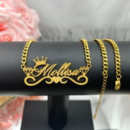 Custom Name Necklace with Crown Personalized Cuban Chain Necklace Stainless Steel Nameplate Necklace for Women Gift