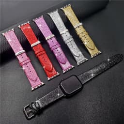 Glitter strap For Apple Watch Ultra 49mm Band 44mm 40mm 41mm 42mm 38mm 45mm leather loop bracelet iWatch Series 8 7 6 5 4 3 SE