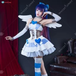 【Ready for Ship】Miccostumes Women's Stocking Angel Cosplay Costume Dress Set Wing with Fullset Accessories for Halloween