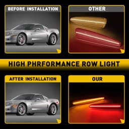 4pcs Front Rear Bumper Side Marker Turn Signal Lighting Yellow Red LED For Chevrolet Corvette C6 2005-2013 Smoked Accessories