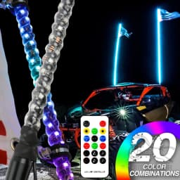 1/2 PCS 3FT Led Whip Light Led Car RGB Waterproof Bendable Remote APP Music Control LED Flagpole Lamp For SUV ATV UTV RZR