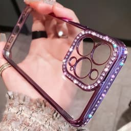Case for iPhone 14 13 12 11 Pro Max Plus Luxury Plating Glitter Diamond Transparent Girl Female Soft Silicone Shockproof Cover