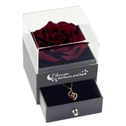 Eternal Rose Flower Jewelry Gift Box Ring Earrings Necklace Storage Boxes Wedding Christmas Valentines Artificial Jewellery Case