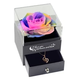 Eternal Rose Flower Jewelry Gift Box Ring Earrings Necklace Storage Boxes Wedding Christmas Valentines Artificial Jewellery Case