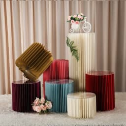 Roman Folding Column Ornaments Party Honeycomb Origami Display Stand Shop Window Wedding Decor Folding Cylindrical Flower Rack