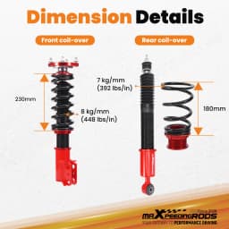 Coilovers 24 Way Damper Struts & Rear Control Arms Kit for Ford Mustang 94-04 Adjustable Damping Shock Absorbers Kit