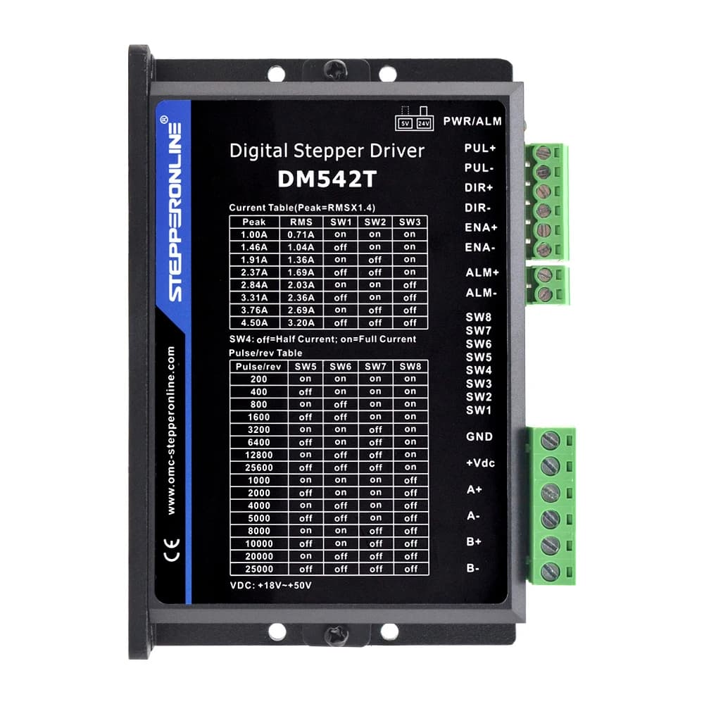 STEPPERONLINE DM542T Stepper Driver 1.0-4.2A 20-50VDC 2-phase Digital Open Loop Stepper Motor Controller for Nema 17/23 Stepper