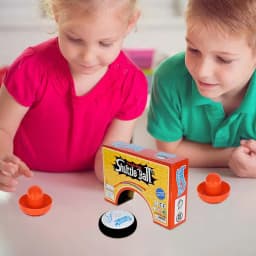Air Hockey Hover Puck Mini Electric Floating Hockey with 2 Red Air Hockey Pushers Air Hockey Board Game Toy Gift for Kids Adults