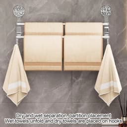 Double rod suction cup towel rack Non punching strong adsorption bathroom storage rack With hook
