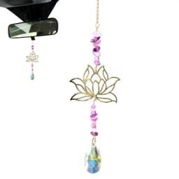 Amethyst Lotus Flower Charm Lotus Flower Crystal Pendant Window Suspension Prism Ornaments For Cars Home Offices