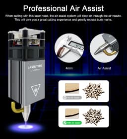 LASER TREE Laser Module 4W 5W 10W Optical Power with Air Assist Laser Head 450nm TTL Blue Light Engraver Cutting Wood DIY Tools