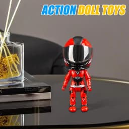 Transforming Motorcycle Doll Boy Toys Motorcycle Model 3D Q Version Collectible Figurines Motorcycle Rider Transformation Toy
