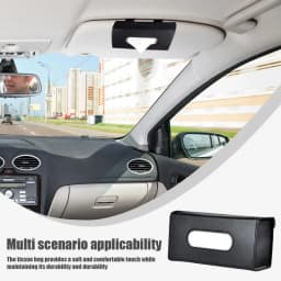 Car Visor Tissue Holder Sun Visor Buckle Mount Artificial Leather Napkin Holder Soft Napkin Box Car Interior Tissue Storage Case