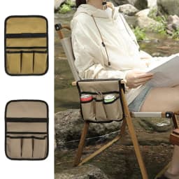 Beach Chair Armrest Bag Double-Layer Camping Armrest Storage Bag Organizer Portable Beach Chair Side Bag Lawn Chair Cup Holder