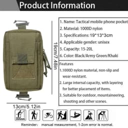 Wear-Resistant Shoulder Phone Pouch Walkie Talkie Bag Pouch Zipper Phone Bag With Adjustable Straps For Climbing Running Walking