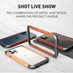 High Quality Natural Wood Phone Case for iPhone 14 13 12 11 Pro Max Mini XR XS Max X 7 8 SE Aluminum Metal+Wood Bumper Cover
