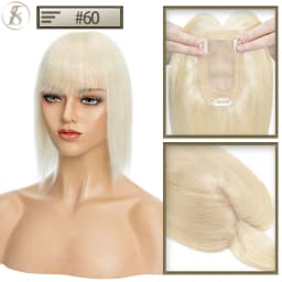 TESS Women Topper Clip In Hair Extensions 7x12.5cm Hair Toppers Natural Hair Wigs 100% Human Hair For Women Silk Base Hair Clips