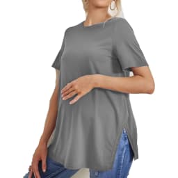Maternal T-shirt Summer New Solid Color Round Neck Short Sleeve Breastfeeding Month Suit Pregnant Women Casual Feeding Clothes