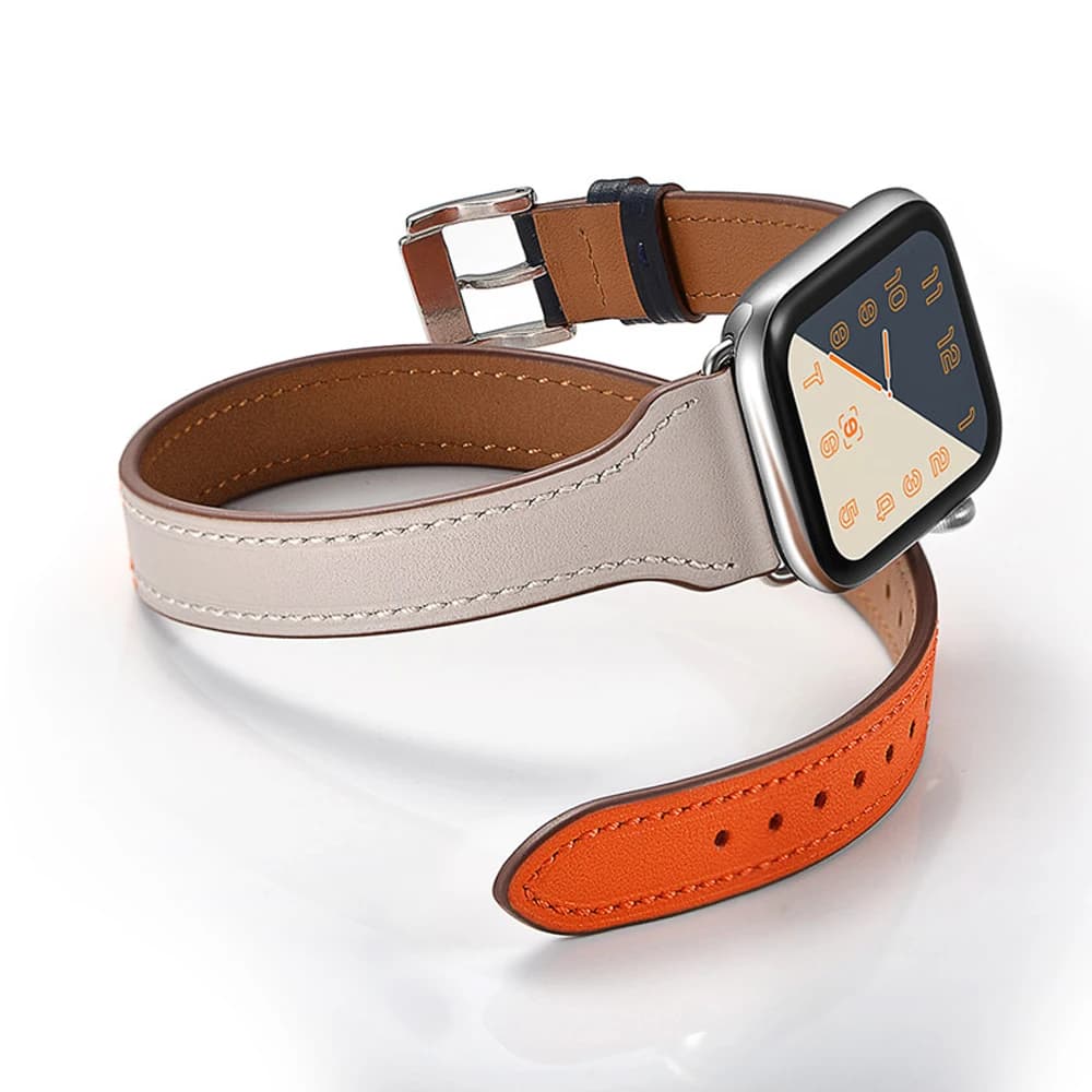 Strap For Apple Watch Band 44mm 45mm 42mm 40mm 49mm 41mm Genuine Leather Double Tour Bracelet iwatch series ultra 8 7 SE 6 5 4 3