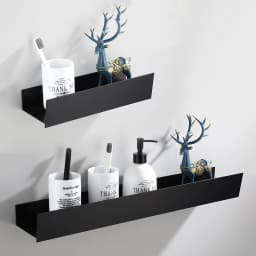 Bathroom Glass Shelf No Drill Organizer Shower Storage Rack Black Corner Shelves Wall Mounted Aluminum Toilet Shampoo Holder