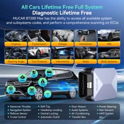 MUCAR BT200 MAX Lifetime Free AI Car Diagnostic Tool CANFD All System Diagnosis Scanner 15 Reset Bi-Directional OBD2 Code Reader