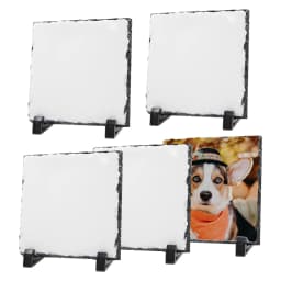 US Stock 20Pcs 7.87in x 7.87in Sublimation Square Photo Slate Rock Plaque Blanks with Stand For Desktop Souvenir DIY Custom Gift