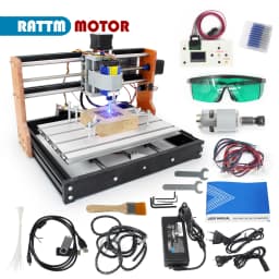 【US&EU】2024 New CNC 3018 Plus Laser Router Machine Alumina Alloy Metal Frame Upgrade Kit 42 Stepper With Limit, Emergency Stop