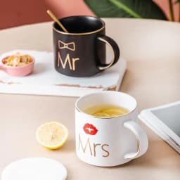 1Pc 450ml Ceramic Couple Mug Bone Water Cup Ceramic Mug Wedding Gift Valentine's Day Gift Christmas Gift Coffee Mug