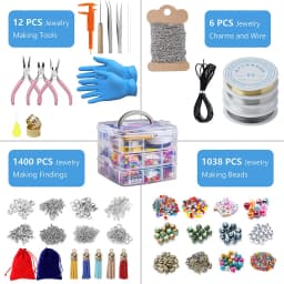 2456-Piece Deluxe DIY Bead Jewelry Making Kit - Includes Beads, Findings, and Accessories for Creating Unique Bracelets, Necklac