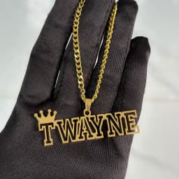 New Customized Name Necklace Stainless Steel Thick Ancient Ba Chain Name Pendant Necklace Hollow out Name Initial Crown Necklace