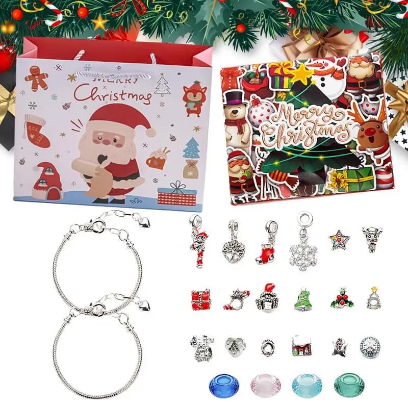Christmas Bracelets Countdown Calendar 2023 Girls Bracelet Making Advent Calendar Valentine's Day DIY Jewelry Making Advent Gift
