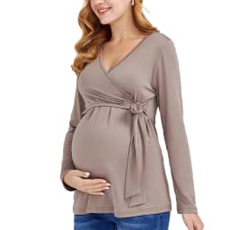 Mama Clothes Maternity Blouses Long Sleeve V-neck Breastfeeding Shirt Tops Pregnancy Clothing Nursing Casual Pregnant Shirts2022