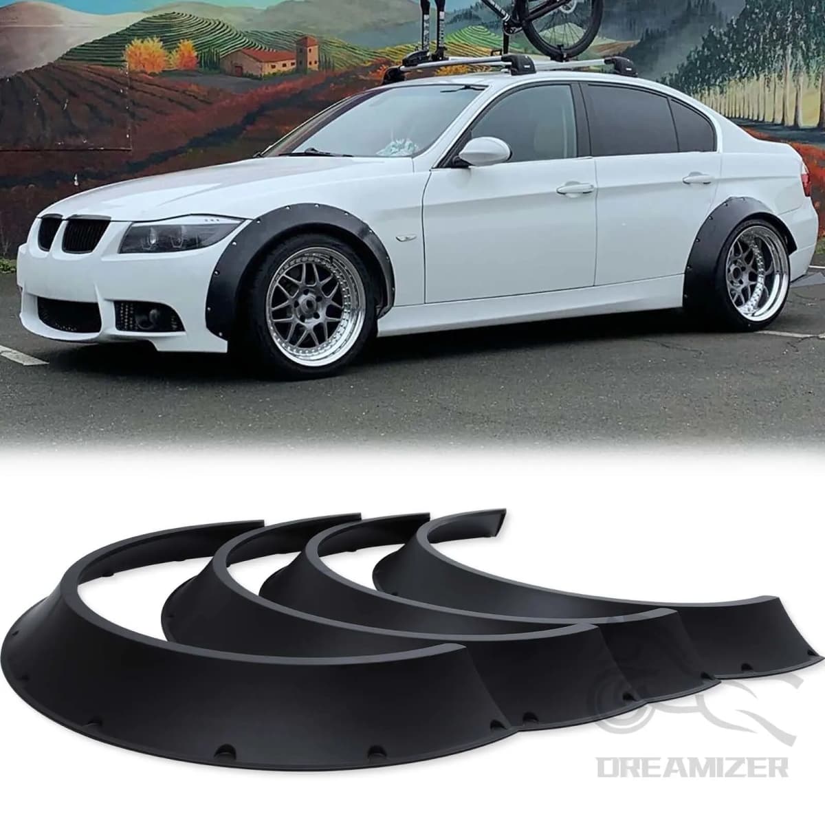 4Pcs/Set 4.5'' Universal Flexible Car SUV Off-road Fender Flare Wheel Arch Protector Widened Decorative Wheel Eyebrow Fender