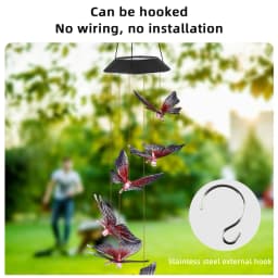 Colorful Wind Chimes LED Solar Lights Hummingbird Butterfly Shape Outdoor Yard Garden Decor Window Porch Home Accessories