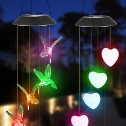 Colorful Wind Chimes LED Solar Lights Hummingbird Butterfly Shape Outdoor Yard Garden Decor Window Porch Home Accessories