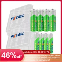 4/8/16/24 Pack PKCELL 2200MAH AA Battery +AAA 850MAH 1.2V NI-MH AAA/AA Rechargeable Batteries and Battery Box for Flashlight Toy