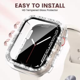 Glass+Case For Apple Watch series 8 7 6 5 4 3 SE Diamond bumper Screen Protector+cover iWatch case 45mm 41mm 44mm 40mm 42mm 38mm