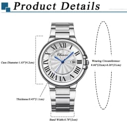 LANCARDO Quartz Calendar Dial Stainless Steel Couples Waterproof Watch Roman Dial Stereo Detachable Strap Casual Business Watch