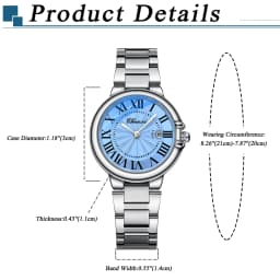 LANCARDO Quartz Calendar Dial Stainless Steel Couples Waterproof Watch Roman Dial Stereo Detachable Strap Casual Business Watch