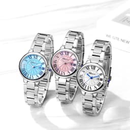 LANCARDO Quartz Calendar Dial Stainless Steel Couples Waterproof Watch Roman Dial Stereo Detachable Strap Casual Business Watch
