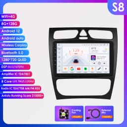 Hizpo Android Car Radio For Mercedes-Benz A W168 C W203 G W463 Vaneo Vito Viano CLK Class C209 Multimedia GPS RDS Stereo Carplay