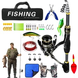Fishing Rod and Reel Combo | Telescopic Fishing Pole Kit | Fishing Combos with Telescopic Fishing Pole Spinning Reels Carrier