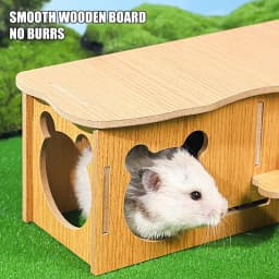 Hamster House Hiding Corner Wooden Hut Habitat Multi Chamber Exploration Toy Cage Accessories for Hamster Syrian Hamsters Dwarf