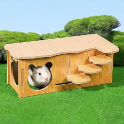 Hamster House Hiding Corner Wooden Hut Habitat Multi Chamber Exploration Toy Cage Accessories for Hamster Syrian Hamsters Dwarf