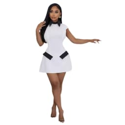 Women Fashion Turn-down Collar High Waist A-line Mini Dress 2026 Summer Party Night Club Street Basic Vestidos Dresses