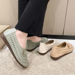Soft Sole Leather Shoes Soft Flat Bottom Loafers Soft Flat Bottom Loafers Leisure Slip-on Corrective Breathable Flats PU Leather
