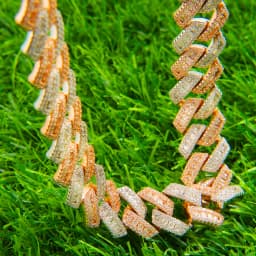 Bubble Letter Iced Out Cuban Link Chain Baguette Charms Men Necklace Real Gold Plated Hip Hop Jewelry