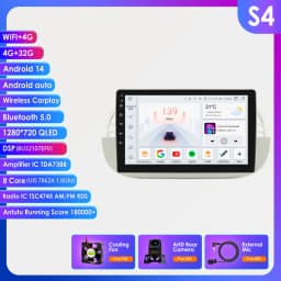 Hizpo 9'' Android 14 8+128G Car Radio Stereo For Fiat 500 With GPS Navigation Steering Wheel Control Multimedia Carplay& Auto BT