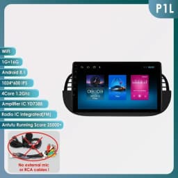 Hizpo 9'' Android 14 8+128G Car Radio Stereo For Fiat 500 With GPS Navigation Steering Wheel Control Multimedia Carplay& Auto BT
